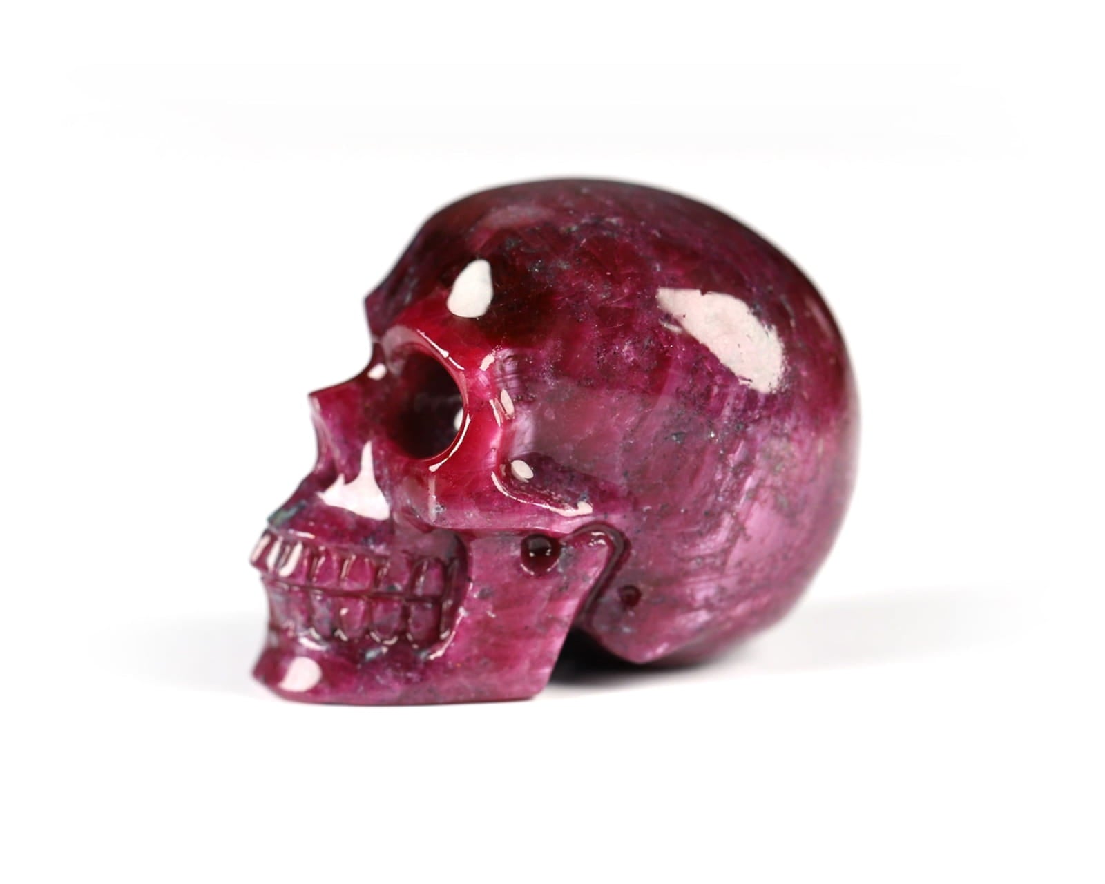 Rare 1.1’’ Ruby Carved Gem Skull Skullis Realistic - 0800063 Tiny Gemstone Skull