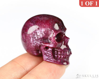 Rare 1.1’’ Ruby Carved Gem Skull Skullis Realistic - 0800063 Tiny Gemstone Skull