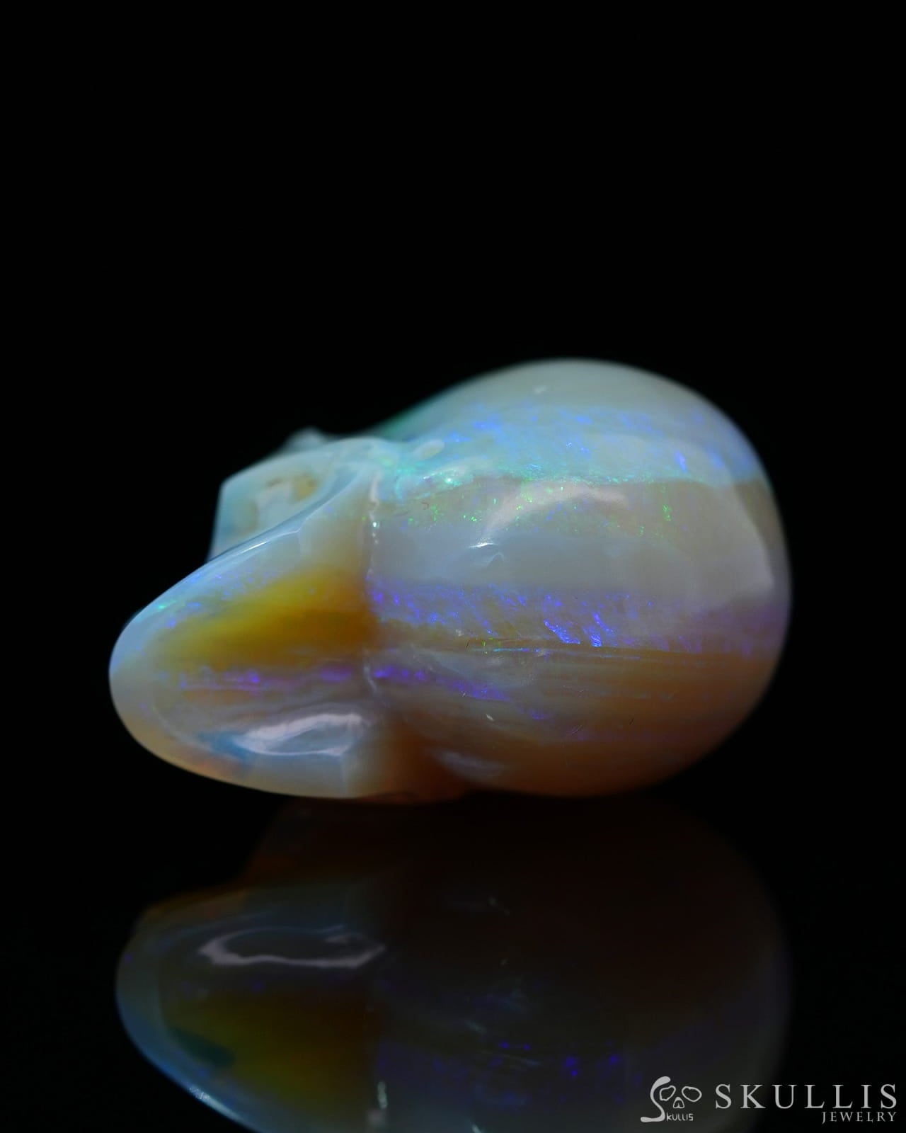 Gem 1.2’’ Australian Opal Carved Gem Skull Skullis Realistic - 0800036 Tiny Gemstone Skull