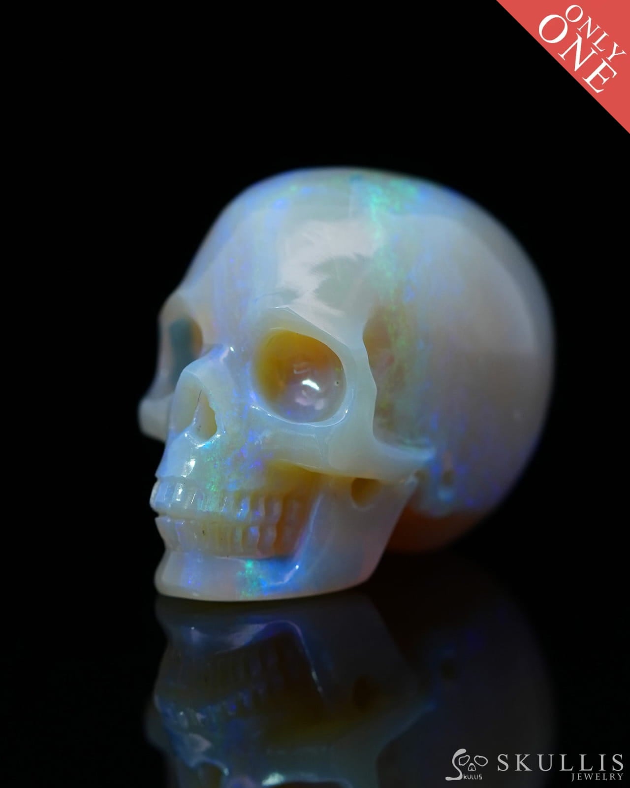 Gem 1.2’’ Australian Opal Carved Gem Skull Skullis Realistic - 0800036 Tiny Gemstone Skull