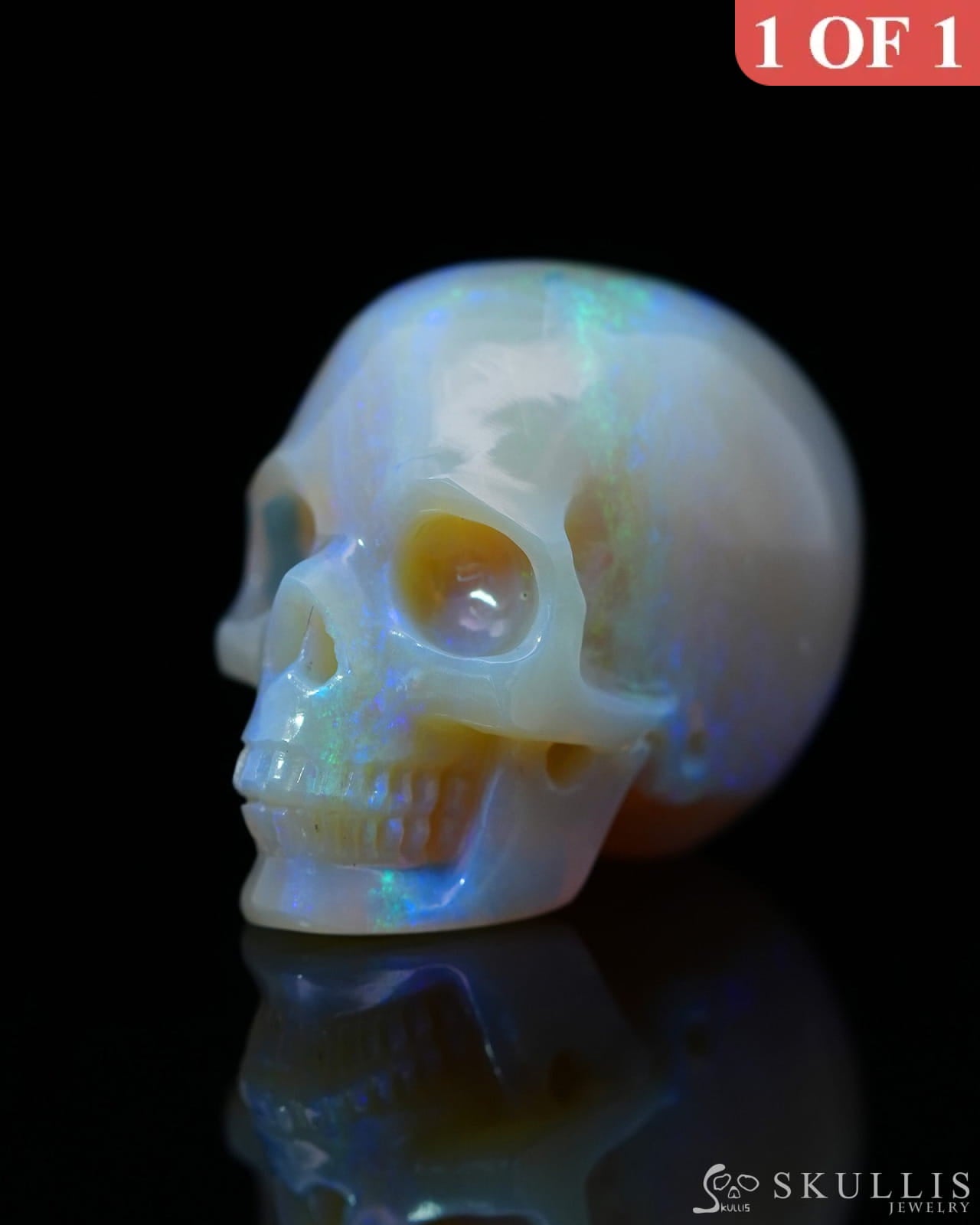 Gem 1.2’’ Australian Opal Carved Gem Skull Skullis Realistic - 0800036 Tiny Gemstone Skull