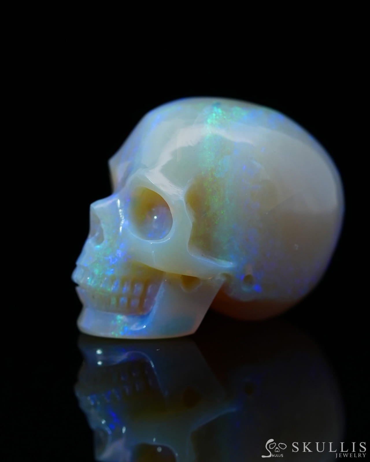 Gem 1.2’’ Australian Opal Carved Gem Skull Skullis Realistic - 0800036 Tiny Gemstone Skull