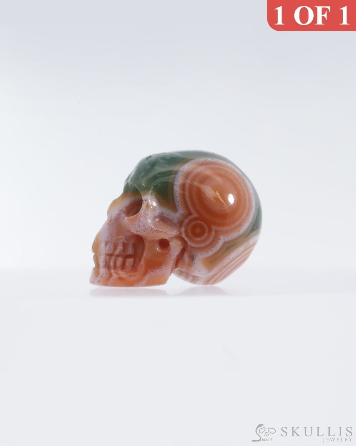 Gem Skull Of Ocean Jasper Carved Realistic Tiny Gemstone
