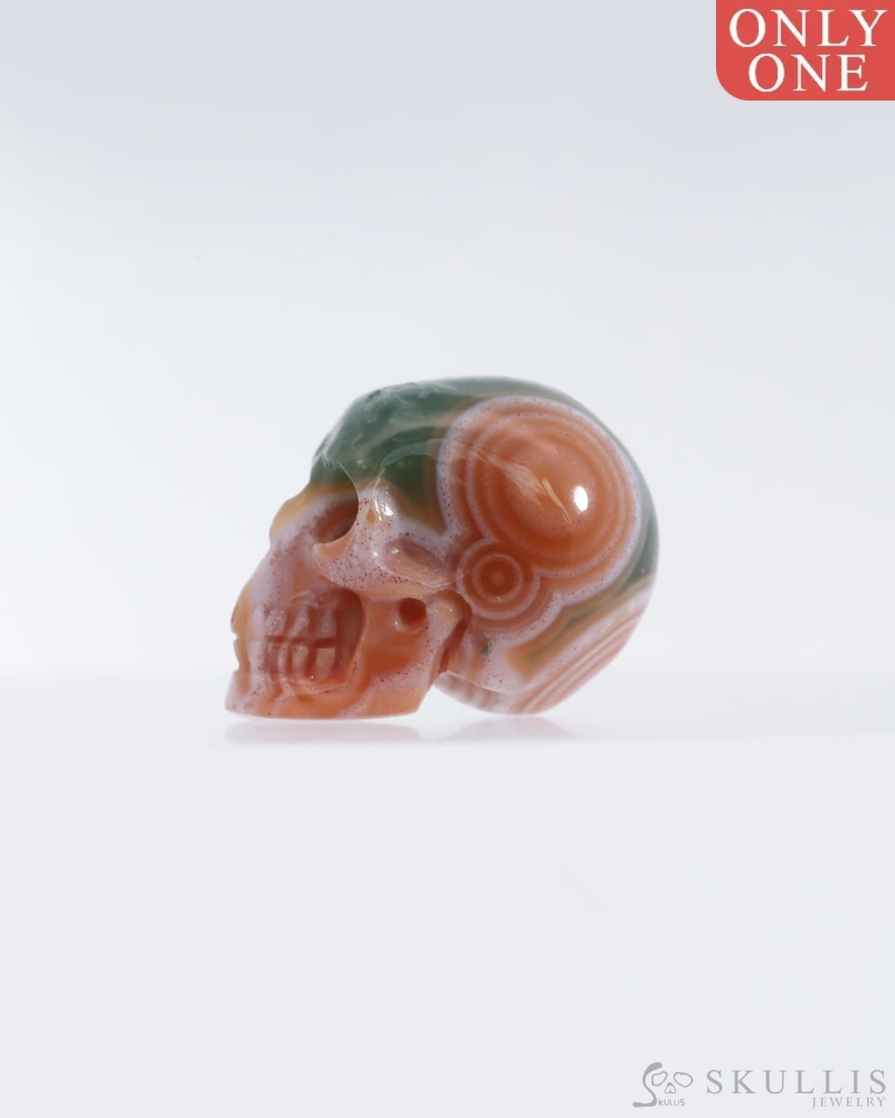 Gem Skull Of Ocean Jasper Carved Realistic Tiny Gemstone