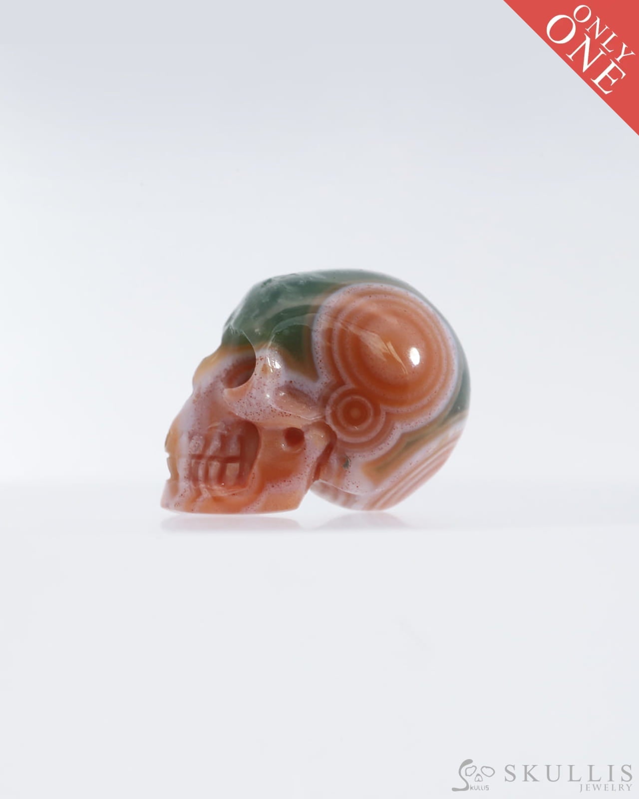 Gem Skull Of Ocean Jasper Carved Realistic Tiny Gemstone