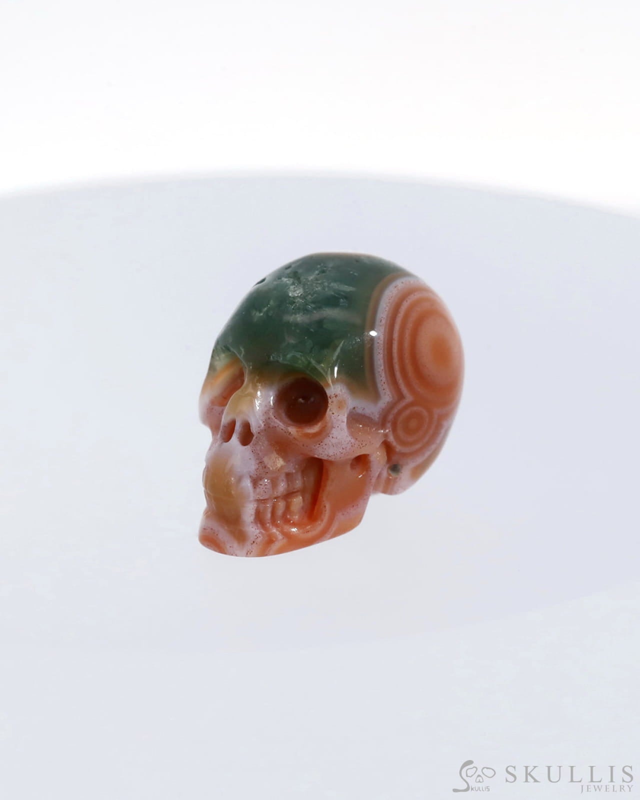 Gem Skull Of Ocean Jasper Carved Realistic Tiny Gemstone