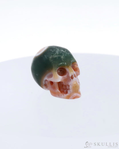 Gem Skull Of Ocean Jasper Carved Realistic Tiny Gemstone