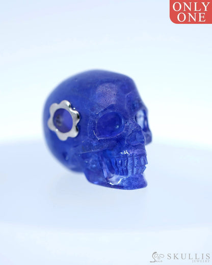 Gem Skull Pendant Necklace Of Xxxx Crystal Carved Skull With Detachable Silver Jaw In
