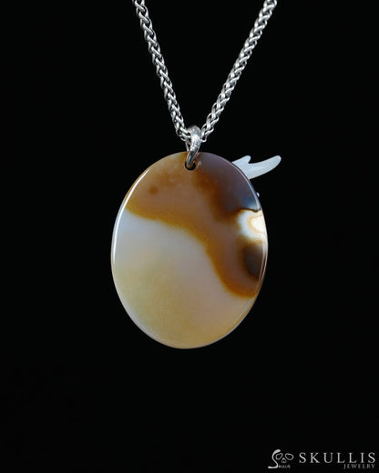 Skullis Agate Dragon with Ruby Eyes Pendant or Necklace Hand Carved for Women & Men - 9900519 - Skull Pendants