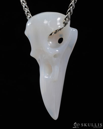Skullis Agate Gem Raven Skull Pendant or Necklace Hand Carved for Women & Men - 9500313 Skull Pendants