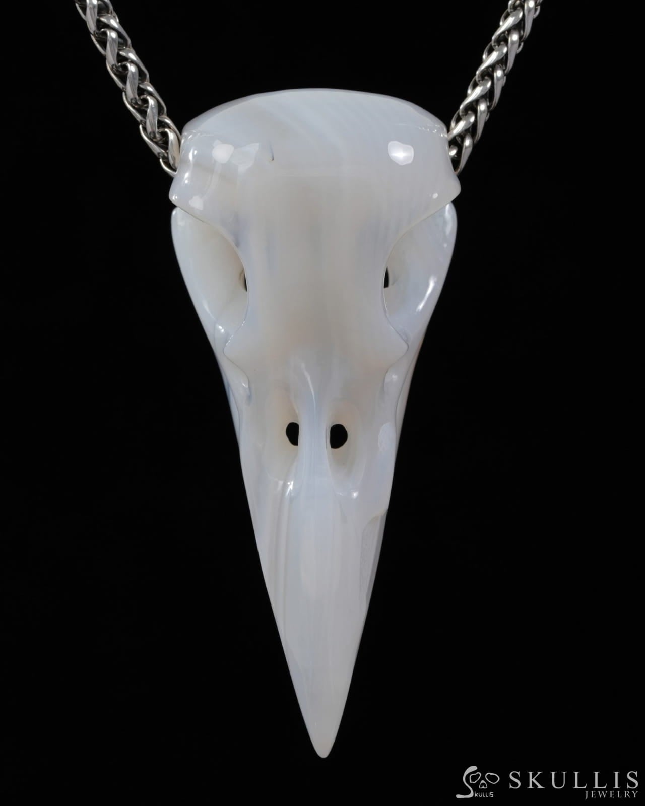Skullis Agate Gem Raven Skull Pendant or Necklace Hand Carved for Women & Men - 9500313 Skull Pendants
