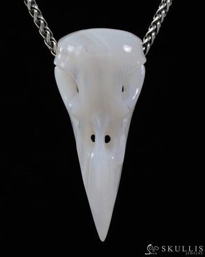 Skullis Agate Gem Raven Skull Pendant or Necklace Hand Carved for Women & Men - 9500313 Skull Pendants