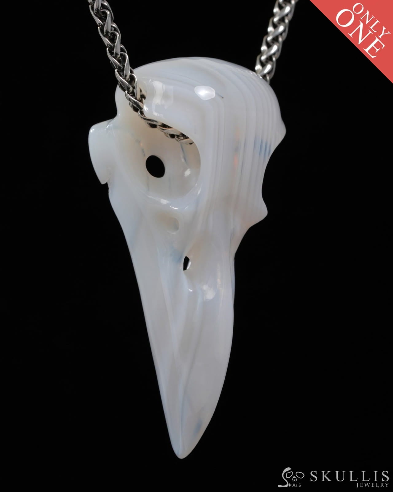 Skullis Agate Gem Raven Skull Pendant or Necklace Hand Carved for Women & Men - 9500313 Skull Pendants
