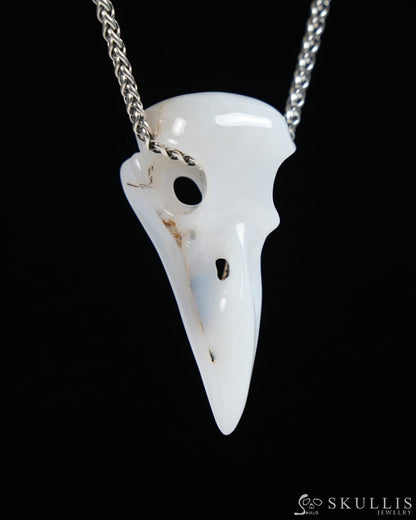 Skullis Agate Gem Raven Skull Pendant or Necklace Hand Carved for Women & Men - ZR19900041 Skull Pendants