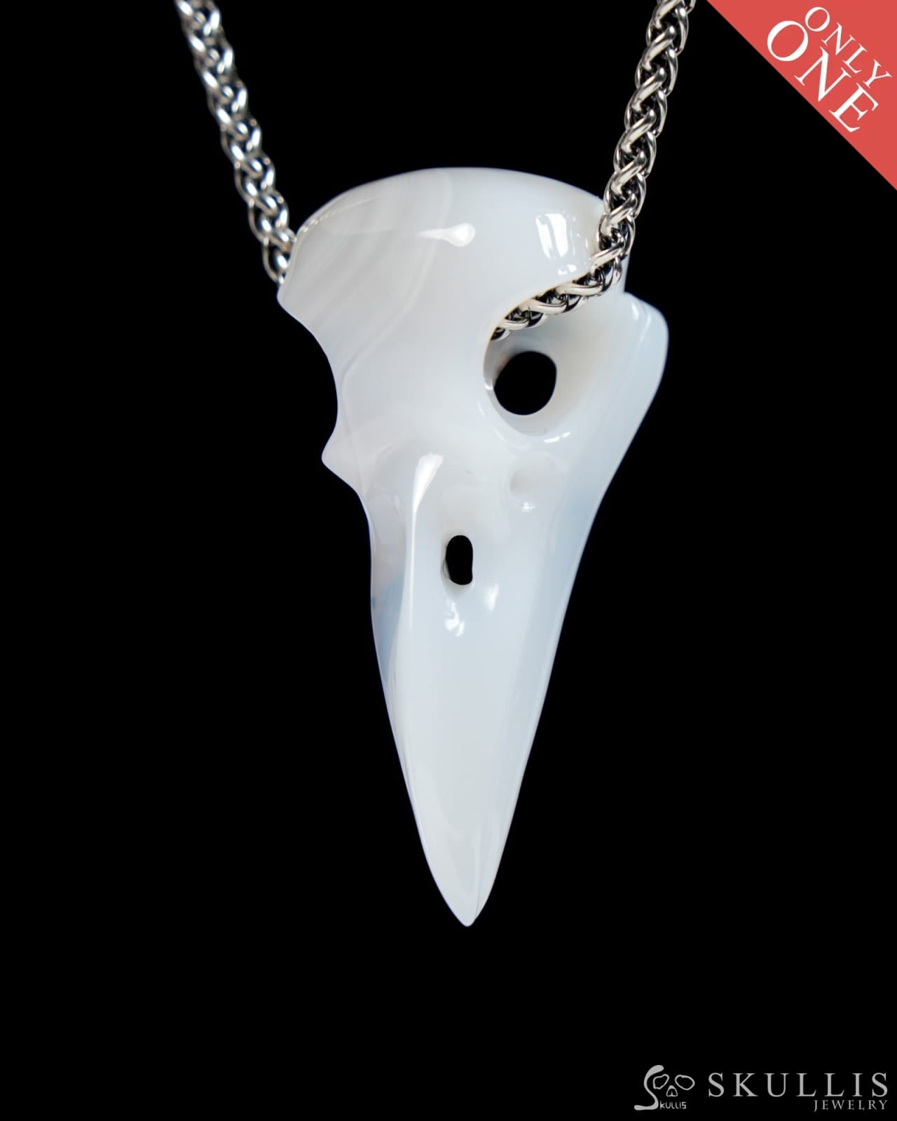 Skullis Agate Gem Raven Skull Pendant or Necklace Hand Carved for Women & Men - ZR19900041 Skull Pendants