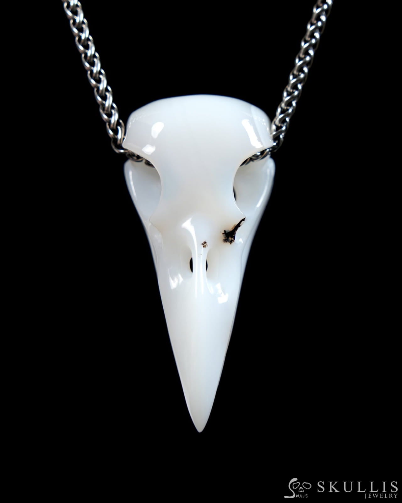 Skullis Agate Gem Raven Skull Pendant or Necklace Hand Carved for Women & Men - ZR19900042 Skull Pendants