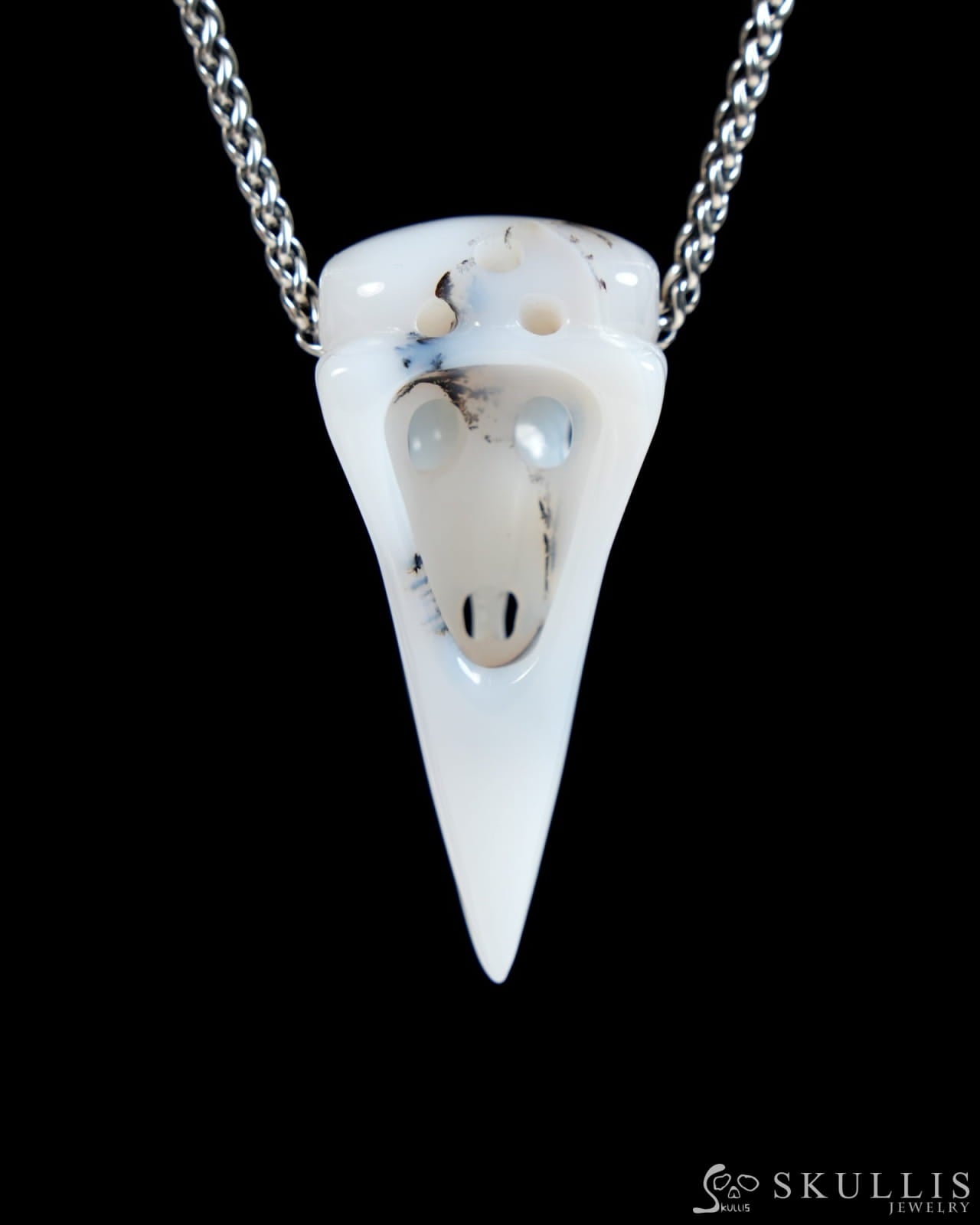 Skullis Agate Gem Raven Skull Pendant or Necklace Hand Carved for Women & Men - ZR19900042 Skull Pendants