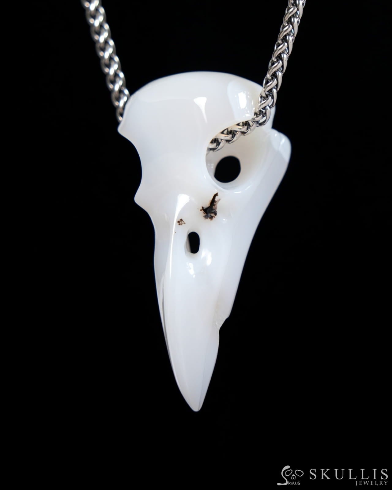 Skullis Agate Gem Raven Skull Pendant or Necklace Hand Carved for Women & Men - ZR19900042 Skull Pendants