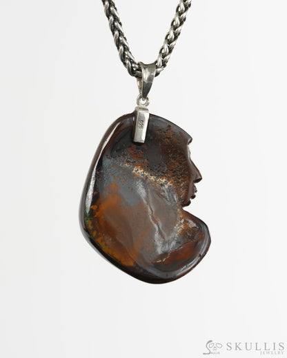 Skullis Ammolite Gem Skull Pendant or Necklace Hand Carved for Women & Men - 9900495 - Skull Pendants
