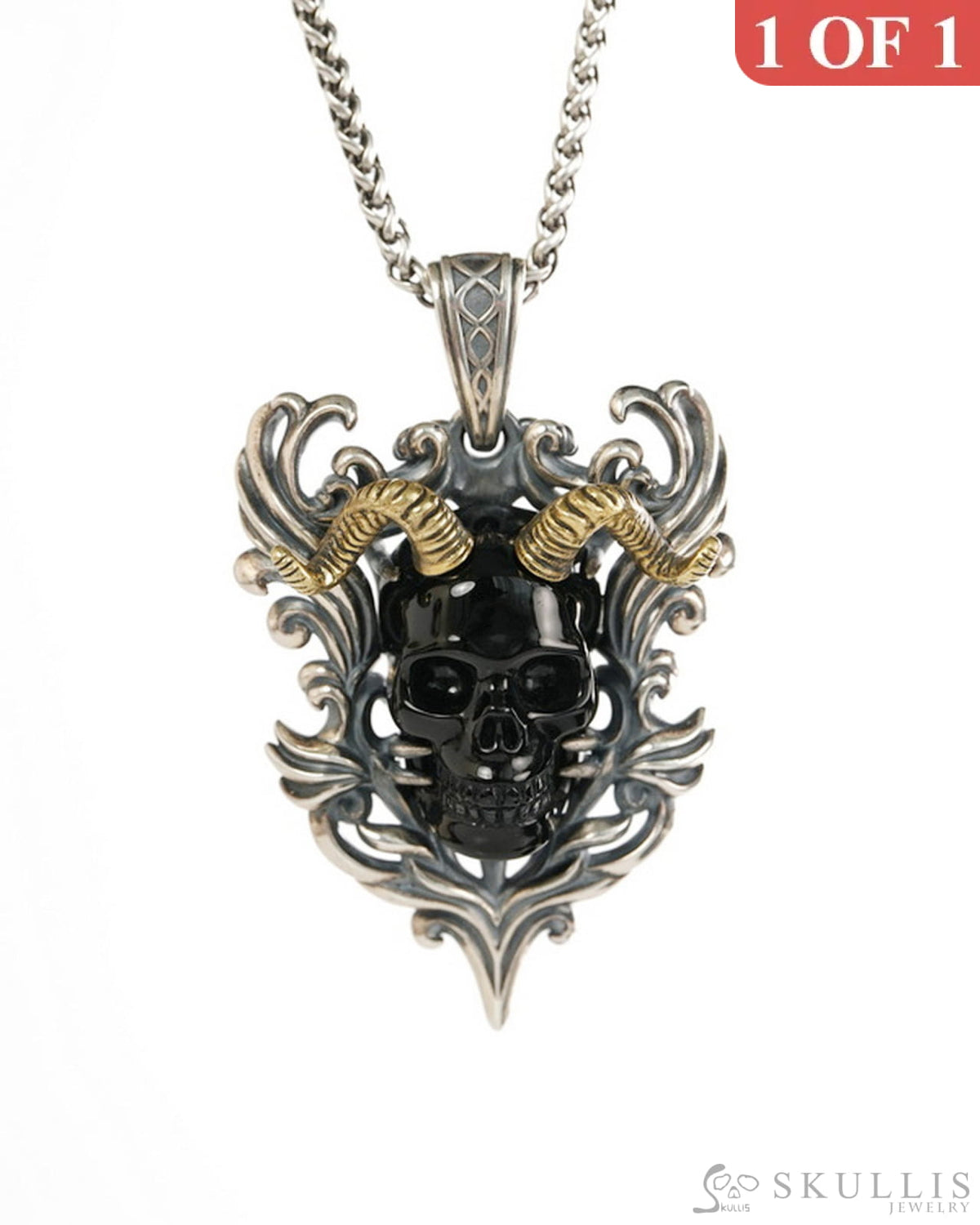 Skullis Black Obsidian Gem Skull Pendant or Necklace Hand Carved for Women & Men - 9900490 - Skull Pendants