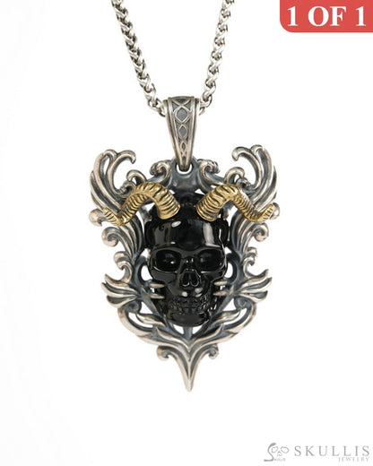 Skullis Black Obsidian Gem Skull Pendant or Necklace Hand Carved for Women & Men - 9900490 - Skull Pendants