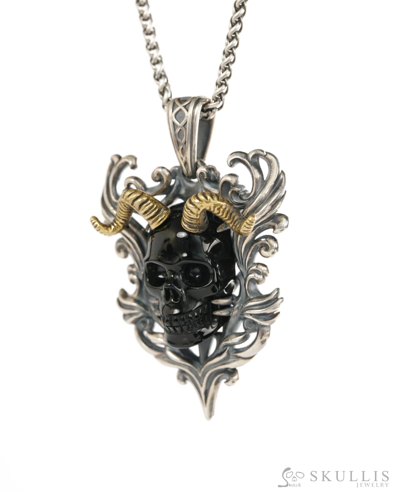 Skullis Black Obsidian Gem Skull Pendant or Necklace Hand Carved for Women & Men - 9900490 - Skull Pendants