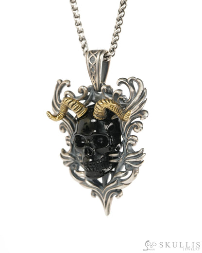 Skullis Black Obsidian Gem Skull Pendant or Necklace Hand Carved for Women & Men - 9900490 - Skull Pendants