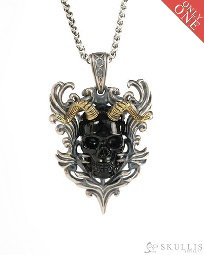 Skullis Black Obsidian Gem Skull Pendant or Necklace Hand Carved for Women & Men - 9900490 - Skull Pendants