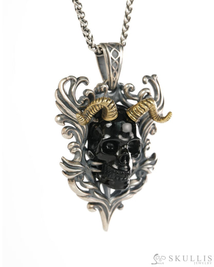 Skullis Black Obsidian Gem Skull Pendant or Necklace Hand Carved for Women & Men - 9900490 - Skull Pendants