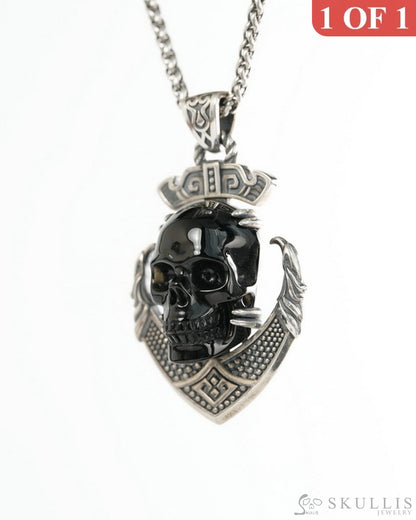 Skullis Black Obsidian Gem Skull Pendant or Necklace Hand Carved for Women & Men - 9900491 - Skull Pendants