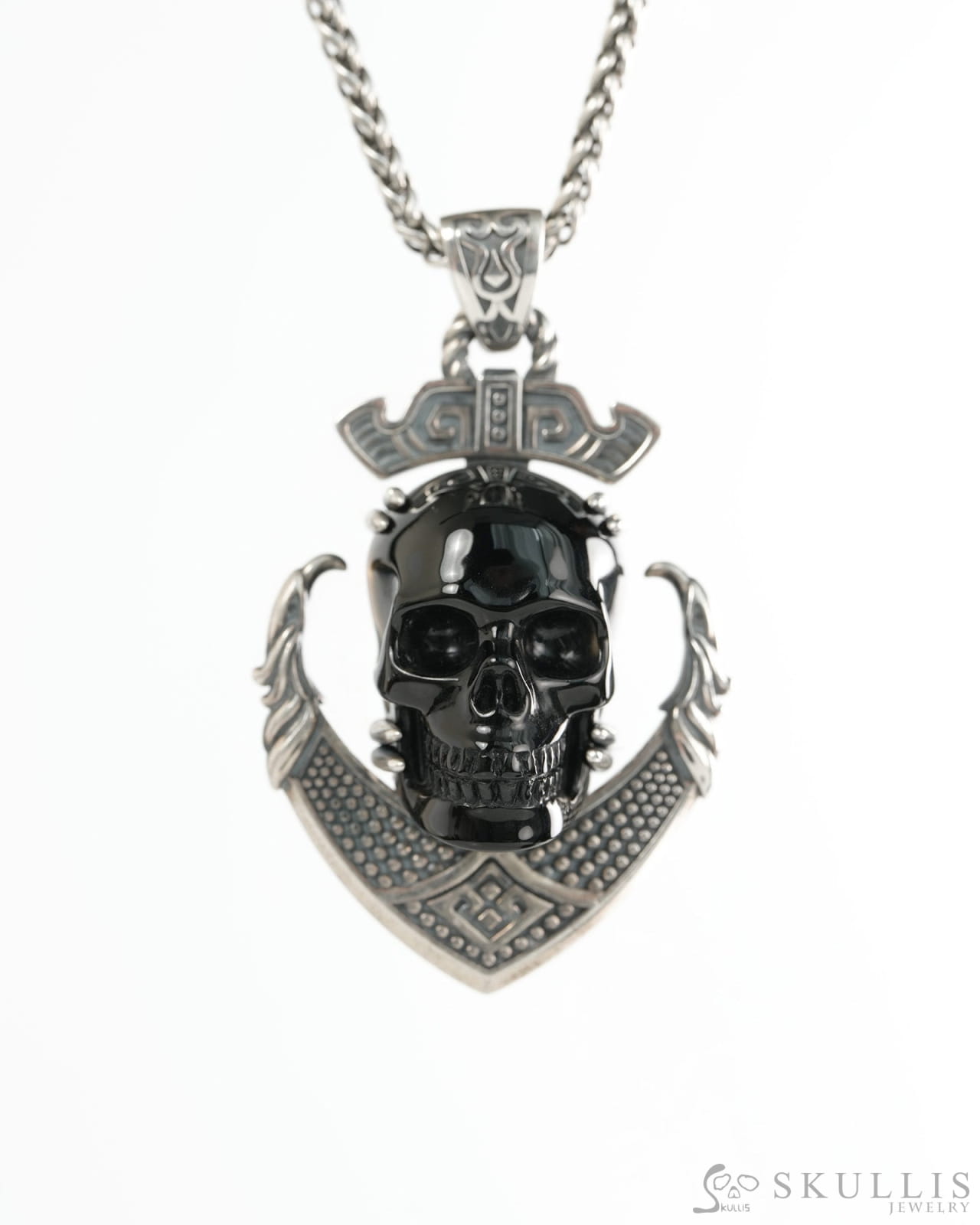 Skullis Black Obsidian Gem Skull Pendant or Necklace Hand Carved for Women & Men - 9900491 - Skull Pendants