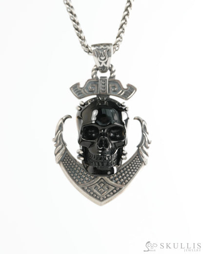 Skullis Black Obsidian Gem Skull Pendant or Necklace Hand Carved for Women & Men - 9900491 - Skull Pendants