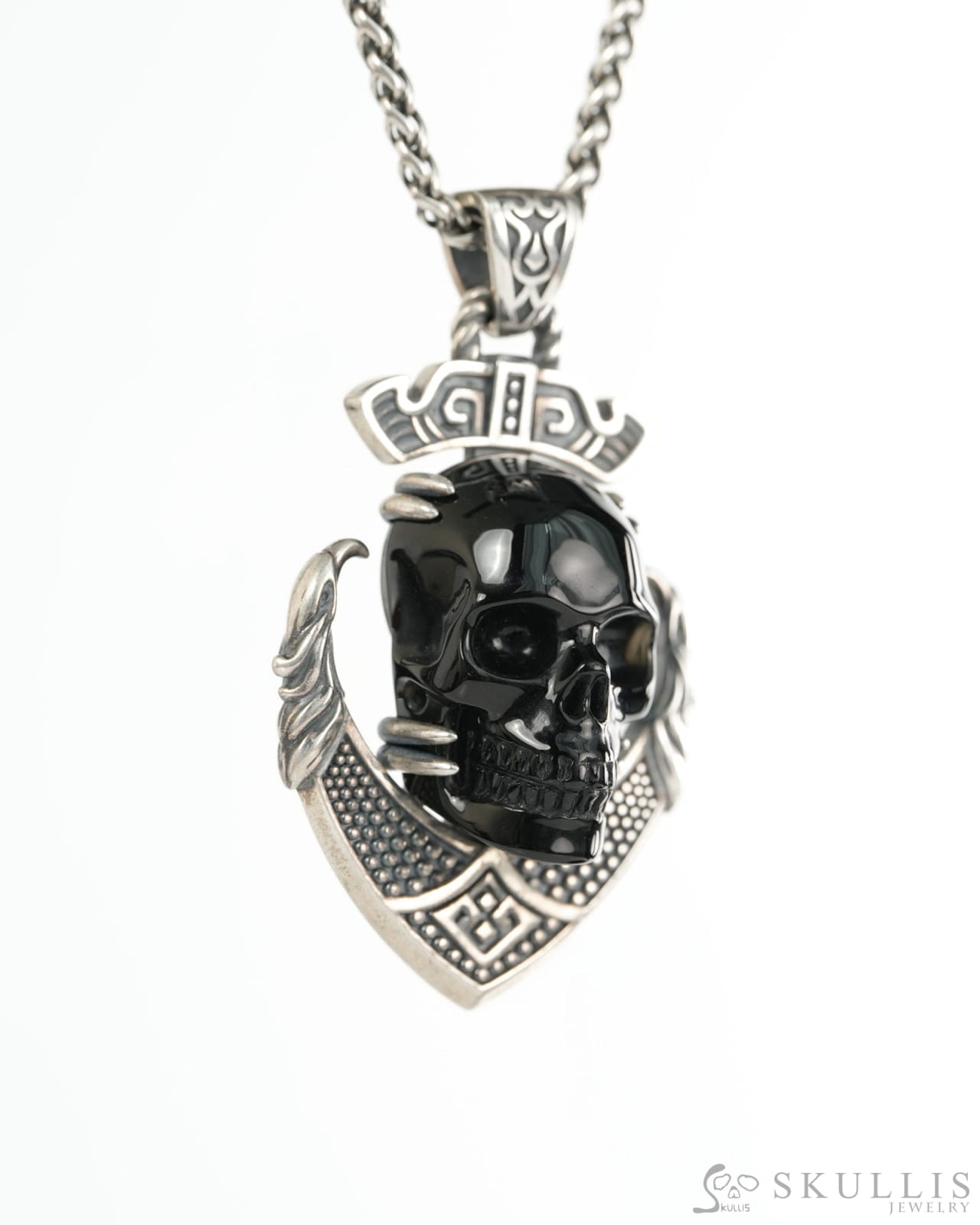 Skullis Black Obsidian Gem Skull Pendant or Necklace Hand Carved for Women & Men - 9900491 - Skull Pendants
