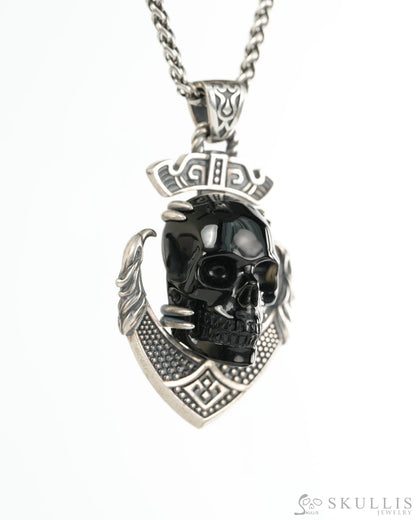 Skullis Black Obsidian Gem Skull Pendant or Necklace Hand Carved for Women & Men - 9900491 - Skull Pendants