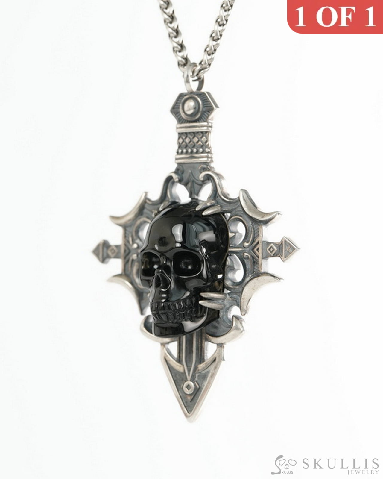 Skullis Black Obsidian Gem Skull Pendant or Necklace Hand Carved for Women & Men - 9900492 - Skull Pendants