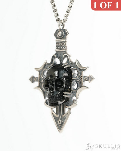 Skullis Black Obsidian Gem Skull Pendant or Necklace Hand Carved for Women & Men - 9900492 - Skull Pendants