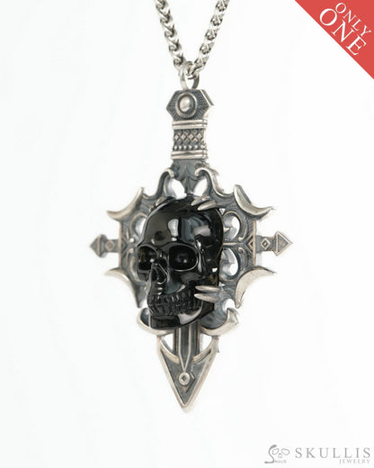 Skullis Black Obsidian Gem Skull Pendant or Necklace Hand Carved for Women & Men - 9900492 - Skull Pendants