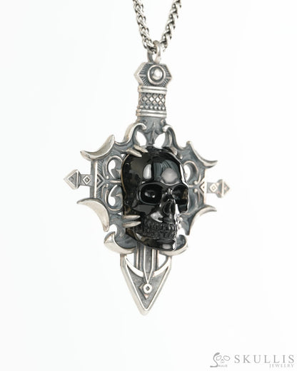 Skullis Black Obsidian Gem Skull Pendant or Necklace Hand Carved for Women & Men - 9900492 - Skull Pendants