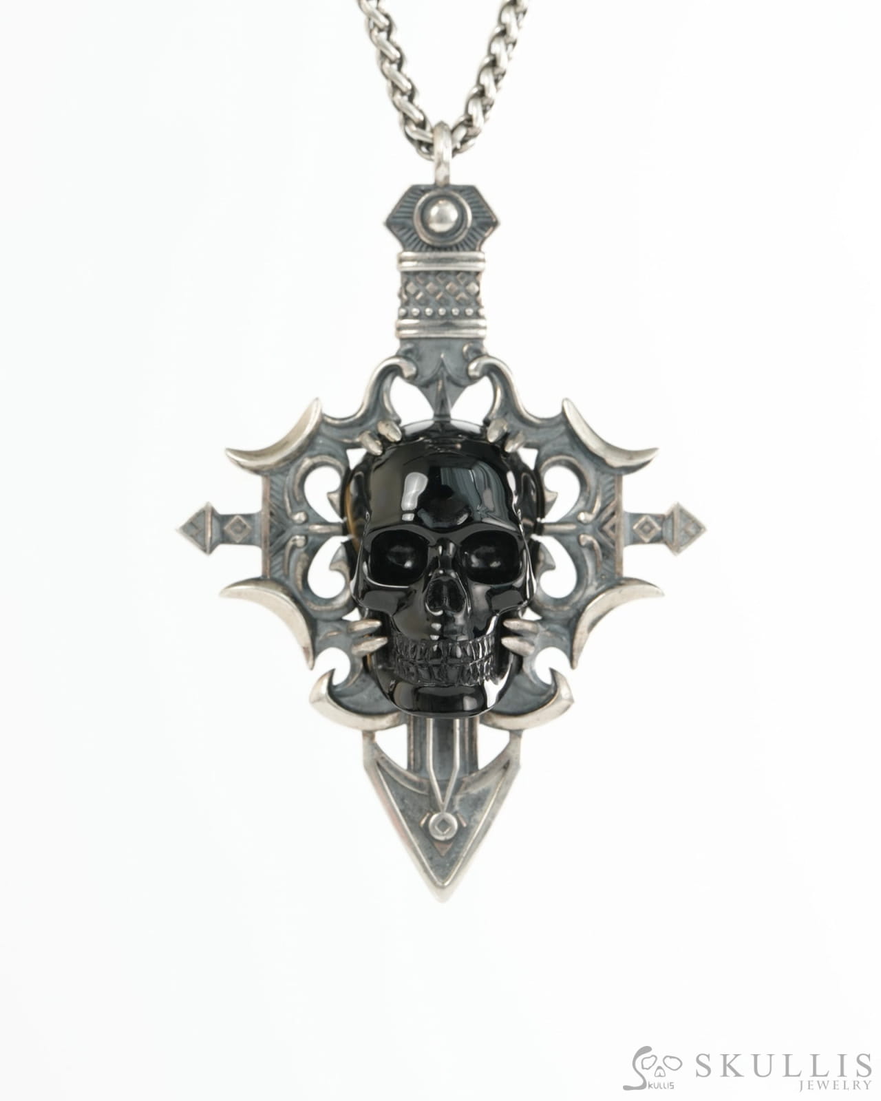 Skullis Black Obsidian Gem Skull Pendant or Necklace Hand Carved for Women & Men - 9900492 - Skull Pendants
