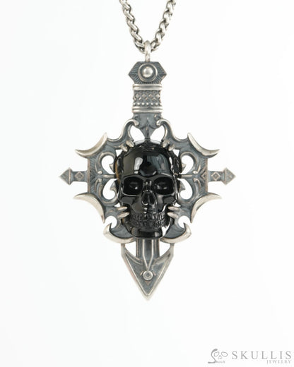 Skullis Black Obsidian Gem Skull Pendant or Necklace Hand Carved for Women & Men - 9900492 - Skull Pendants