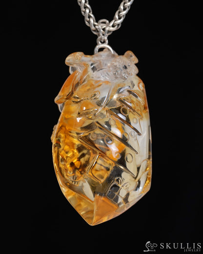 Skullis Signature Citrine Gem Christmas Skull Pendant or Necklace Hand Carved for Women & Men - T9900162 Skull Pendants