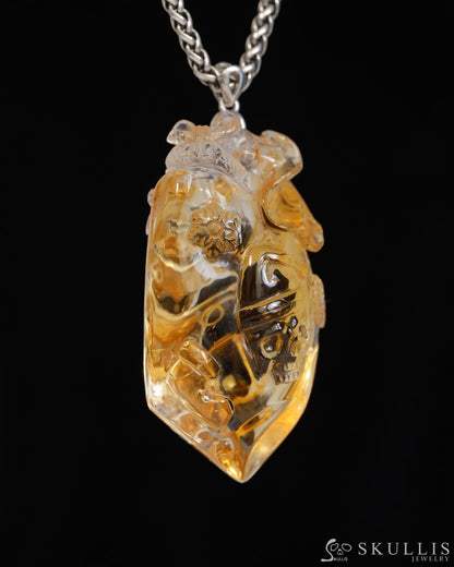 Skullis Signature Citrine Gem Christmas Skull Pendant or Necklace Hand Carved for Women & Men - T9900162 Skull Pendants