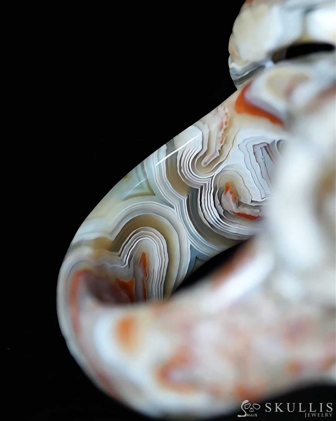 Skullis Gem Skull Ring of Red Crazy Lace Agate Carved Beast Skull US size 9 - 9500258 Skull Rings