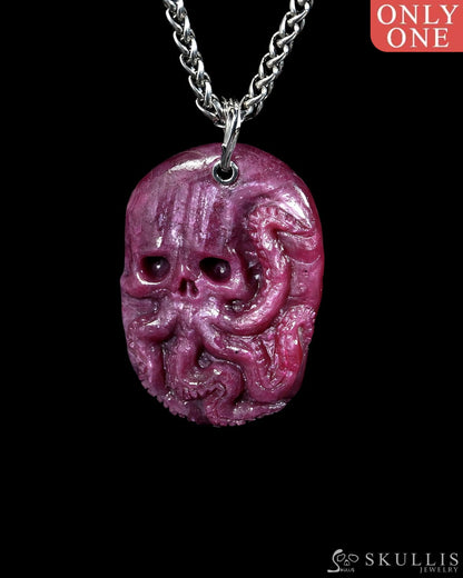Skullis Ruby Gem octopus Skull Pendant or Necklace Hand Carved for Women & Men - R29500381 Skull Pendants