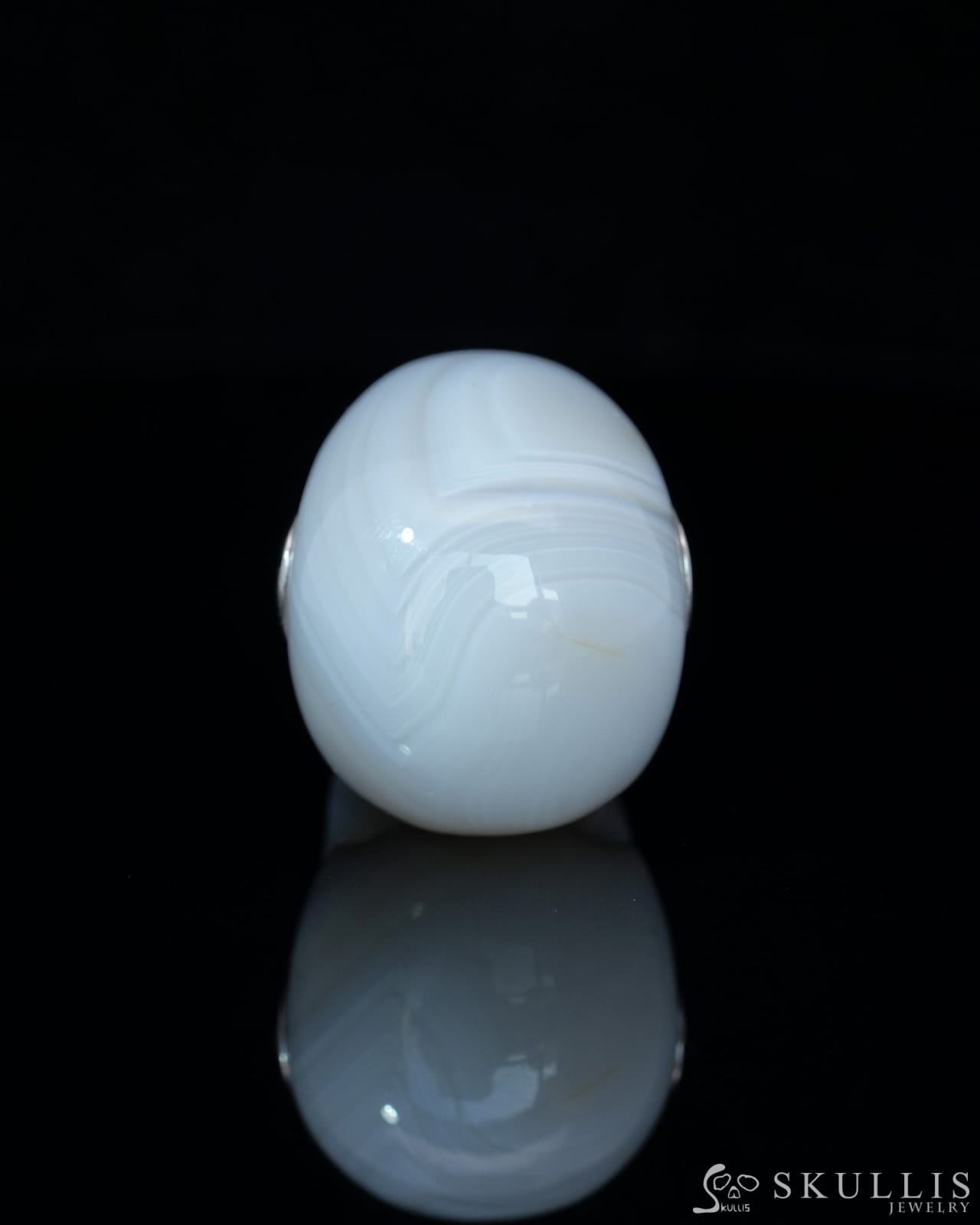 Skullis Signature Agate Gem Skull Pendant or Necklace Hand Carved Sterling Silver 925 Chain for Women & Men - 9800224