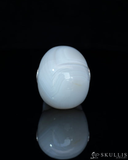 Skullis Signature Agate Gem Skull Pendant or Necklace Hand Carved Sterling Silver 925 Chain for Women & Men - 9800224