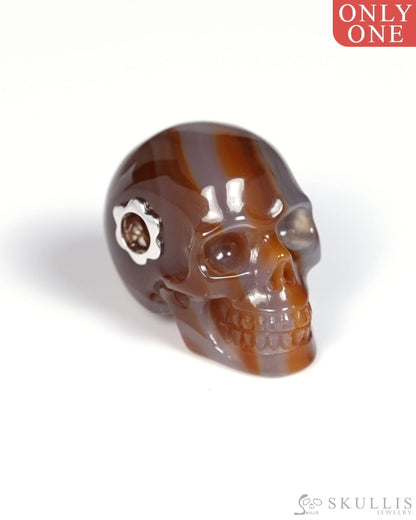 Skullis Signature Agate Gem Skull Pendant or Necklace Hand Carved for Women & Men - ZR19900069 Skull Pendants