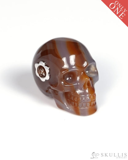 Skullis Signature Agate Gem Skull Pendant or Necklace Hand Carved for Women & Men - ZR19900069 Skull Pendants