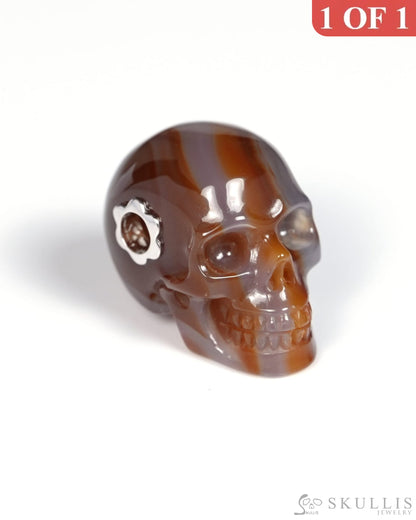 Skullis Signature Agate Gem Skull Pendant or Necklace Hand Carved for Women & Men - ZR19900069 Skull Pendants