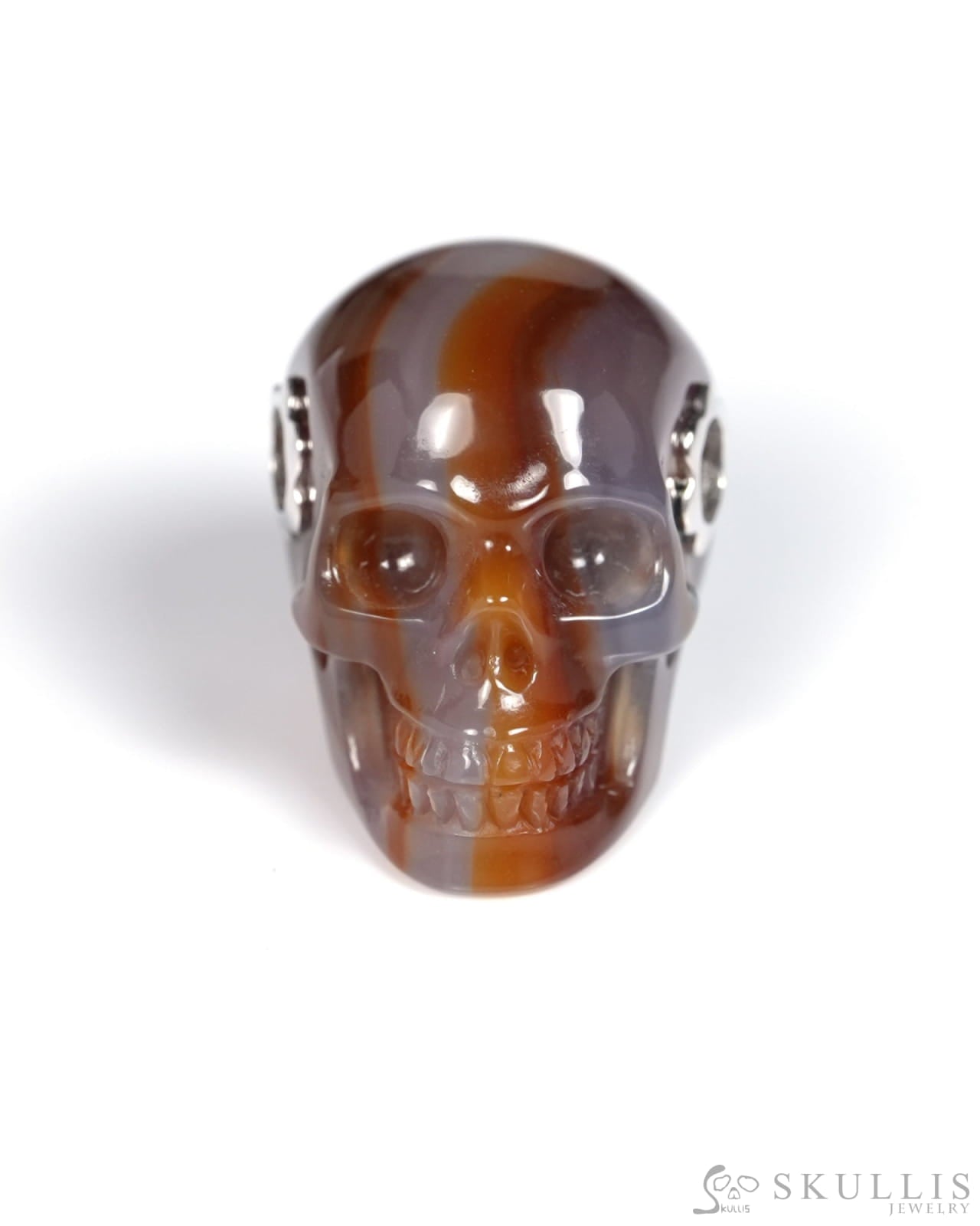 Skullis Signature Agate Gem Skull Pendant or Necklace Hand Carved for Women & Men - ZR19900069 Skull Pendants